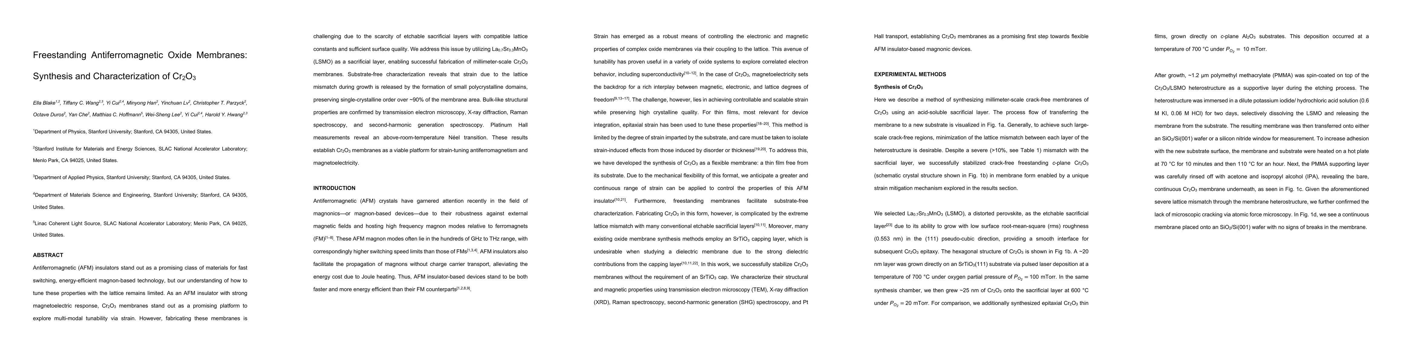 Thumbnail for Freestanding Antiferromagnetic Oxide Membranes: Synthesis and Characterization of Cr$_2$O$_3$