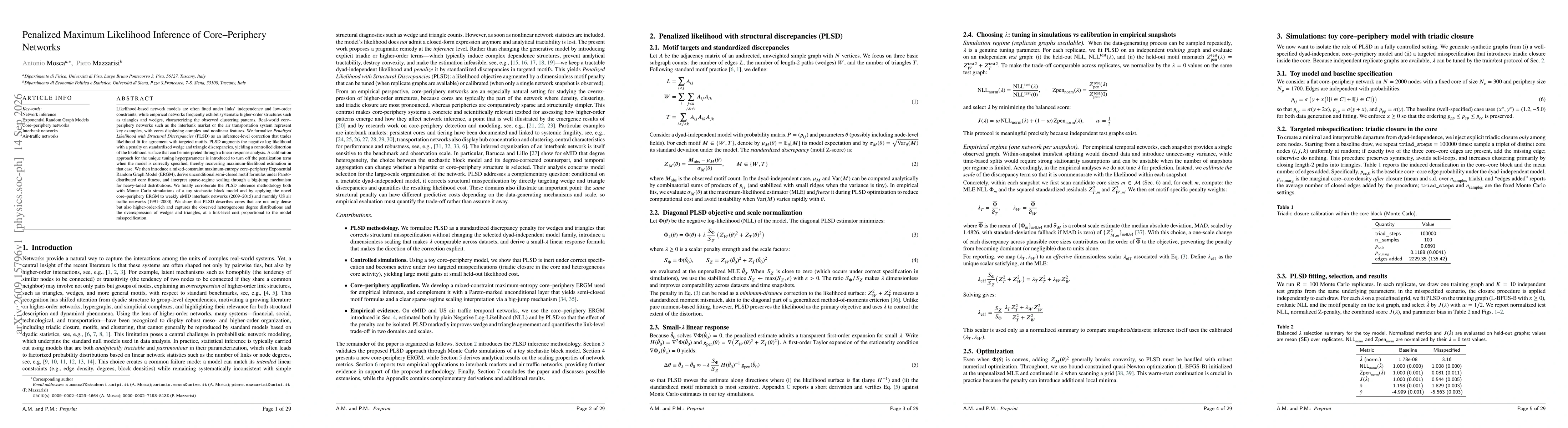Thumbnail for Penalized Maximum Likelihood Inference of Core-Periphery Networks