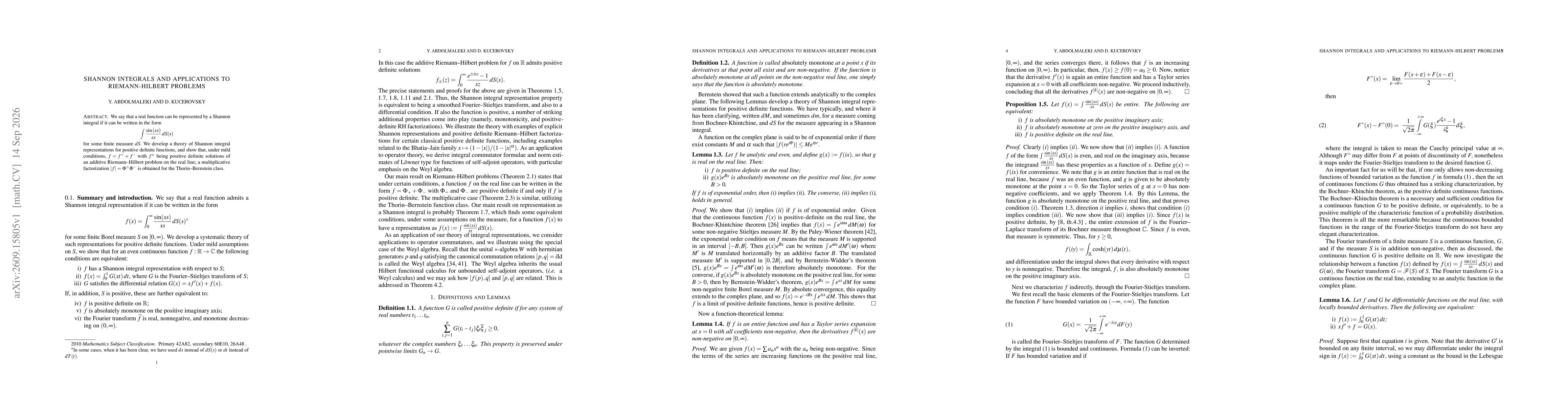 Thumbnail for Shannon Integrals and Applications to Reimann-Hilbert Problems