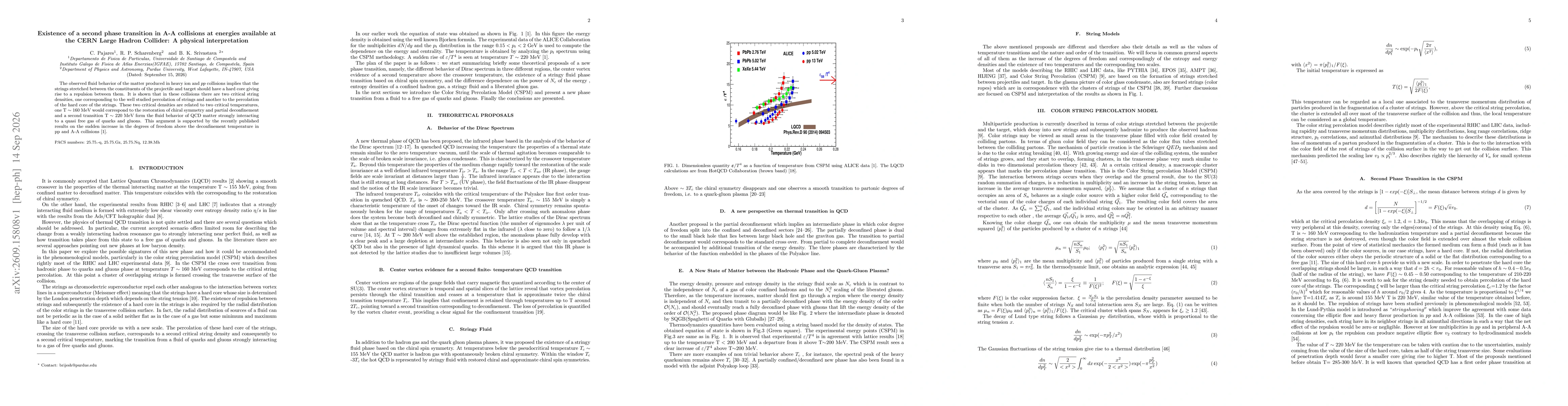 Thumbnail for Existence of a second phase transition in A-A collisions at energies available at the CERN Large Hadron Collider: A physical interpretation