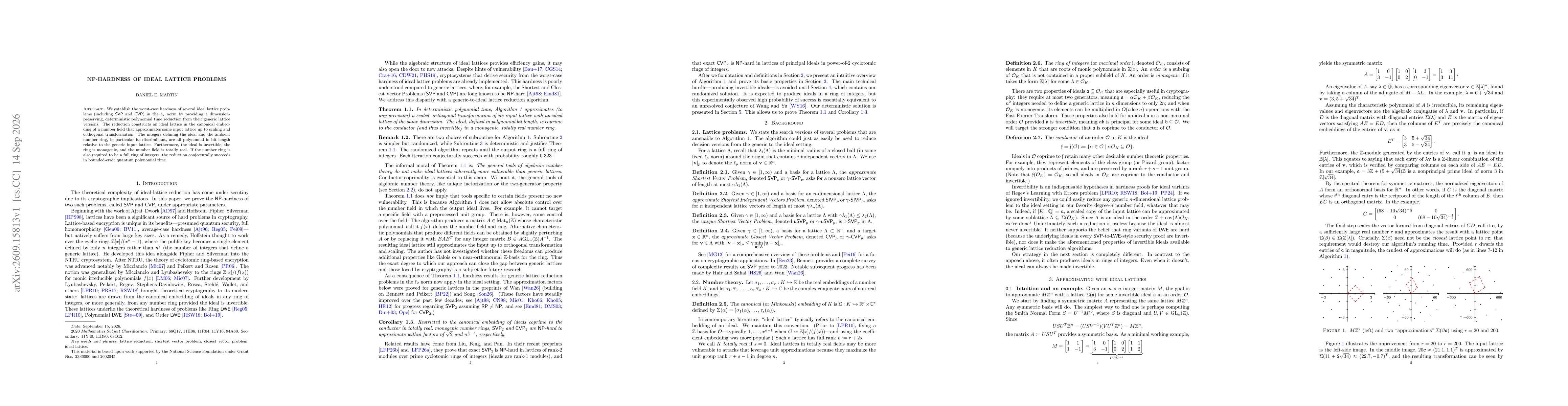 Thumbnail for NP-hardness of ideal lattice problems