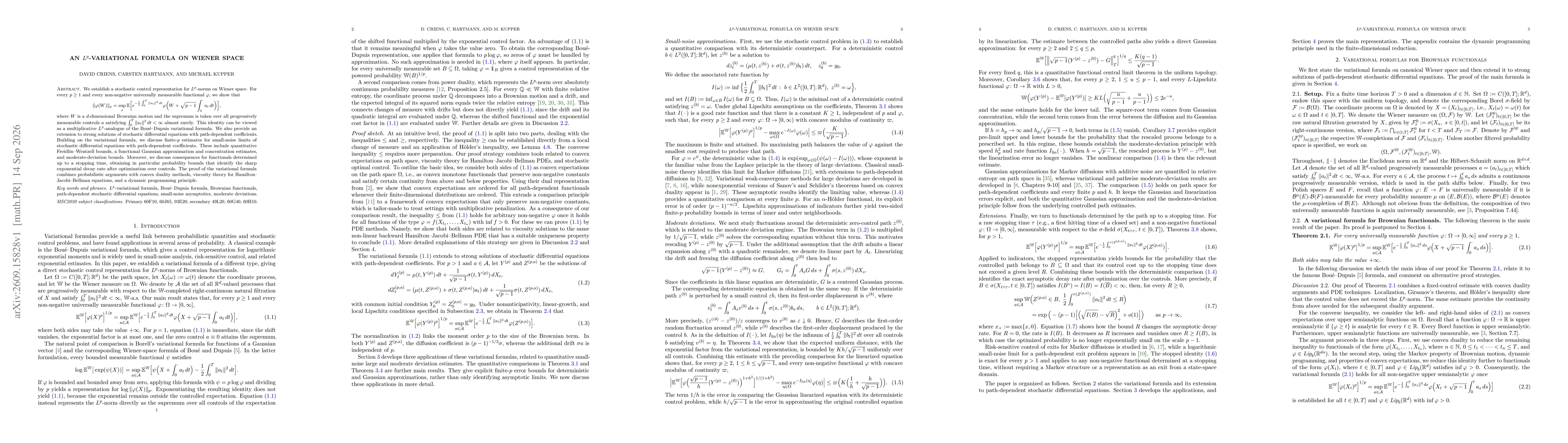 Thumbnail for An $L^p$-Variational Formula on Wiener Space
