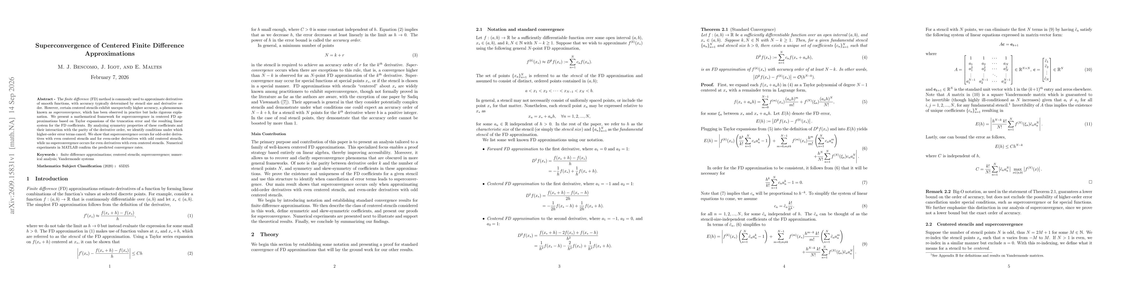 Thumbnail for Superconvergence of Centered Finite Difference Approximations