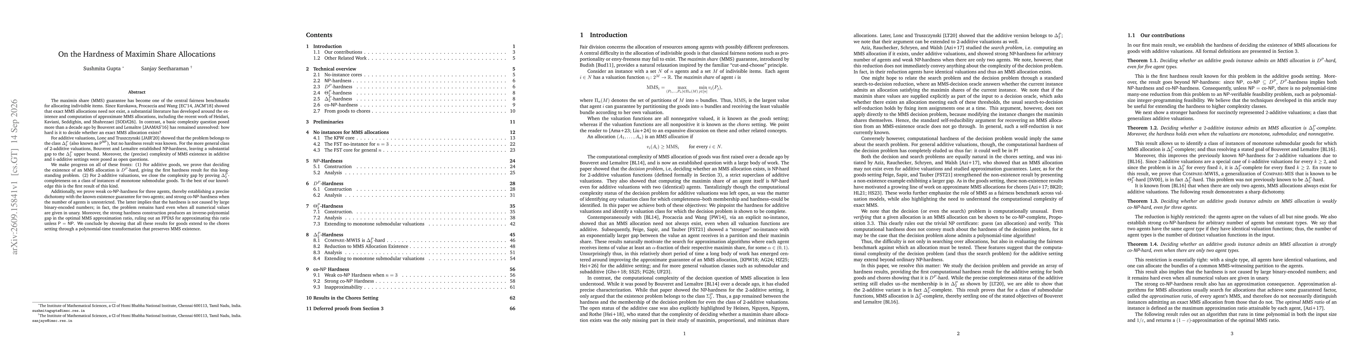 Thumbnail for On the Hardness of Maximin Share Allocations