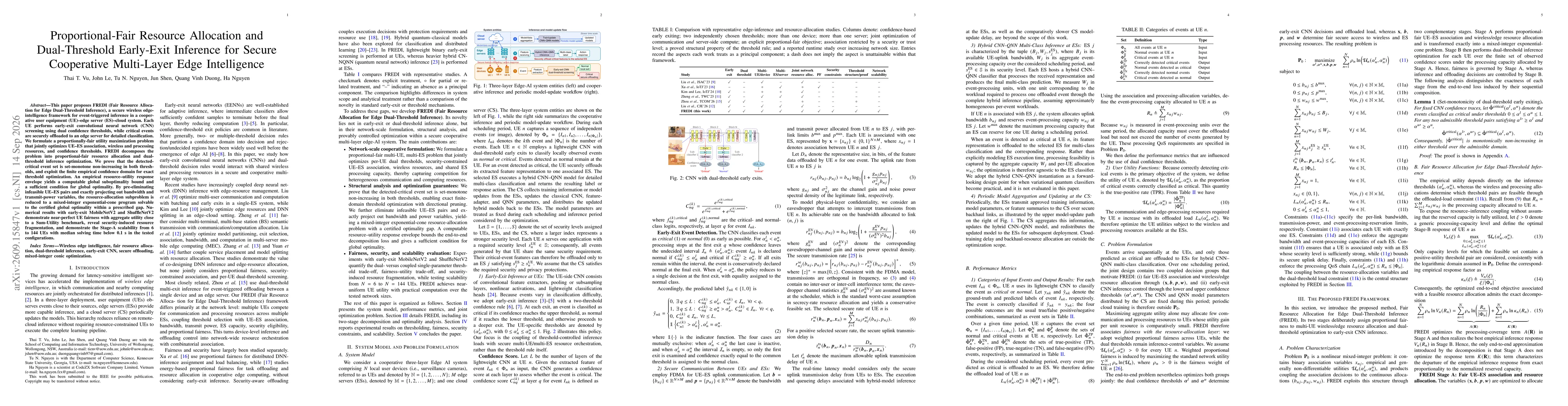 Thumbnail for Proportional-Fair Resource Allocation and Dual-Threshold Early-Exit Inference for Secure Cooperative Multi-Layer Edge Intelligence