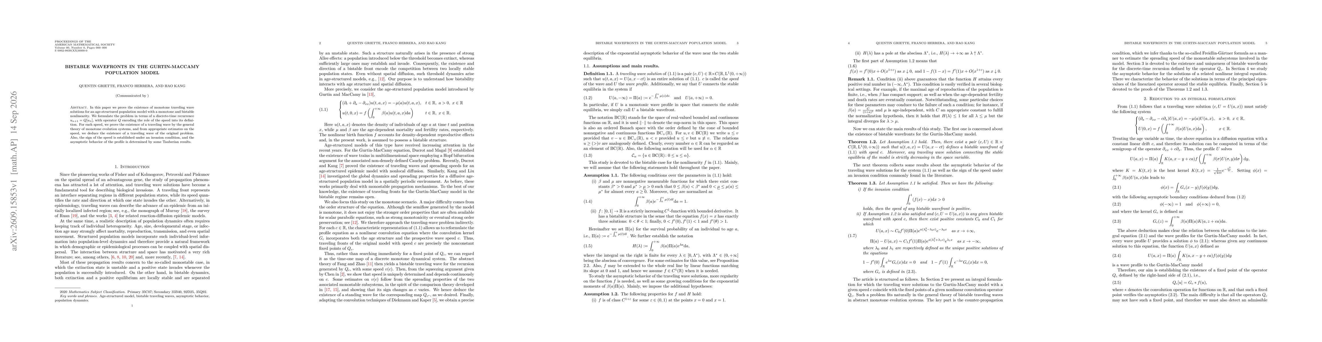 Thumbnail for Bistable wavefronts in the Gurtin-MacCamy population model