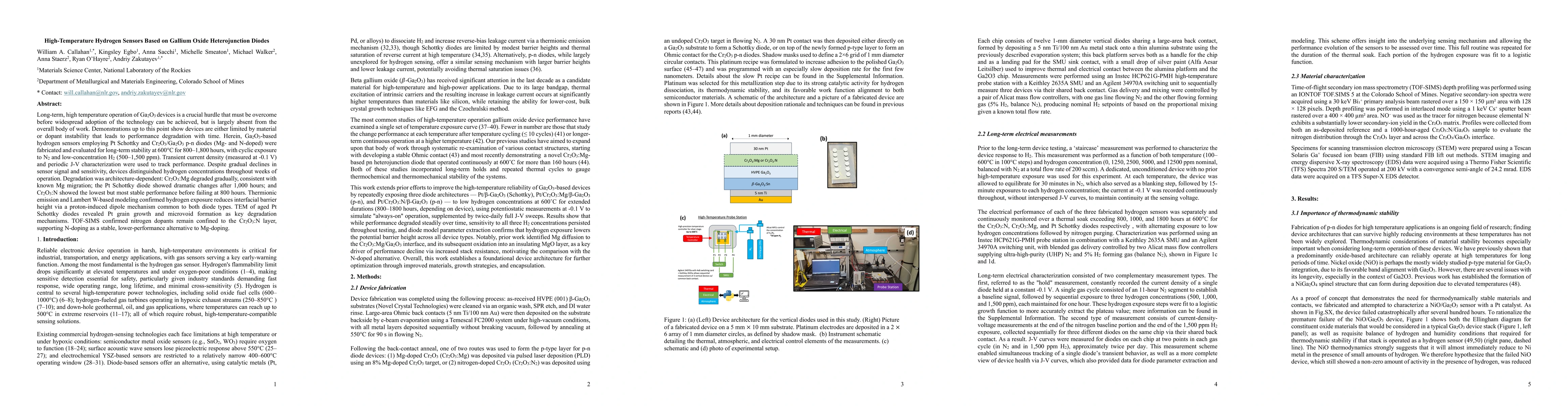 Thumbnail for High-Temperature Hydrogen Sensors Based on Gallium Oxide Heterojunction Diodes