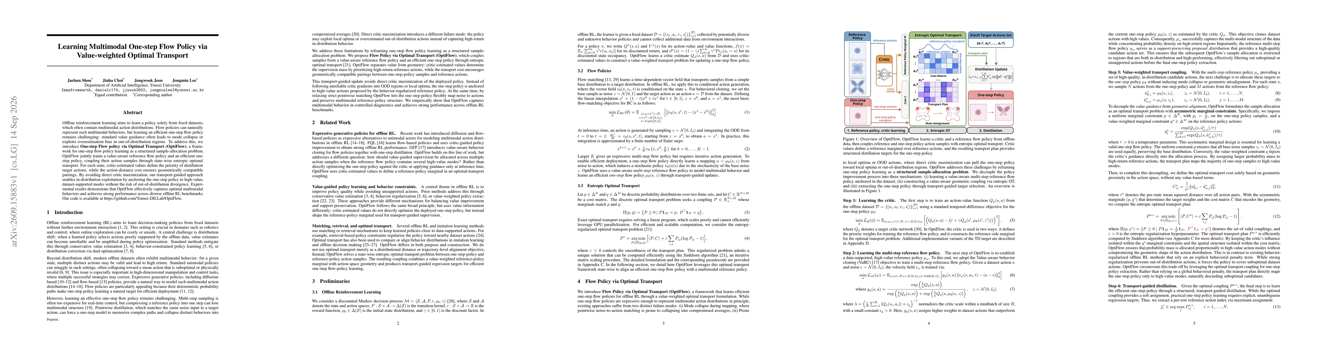 Thumbnail for Learning Multimodal One-step Flow Policy via Value-weighted Optimal Transport