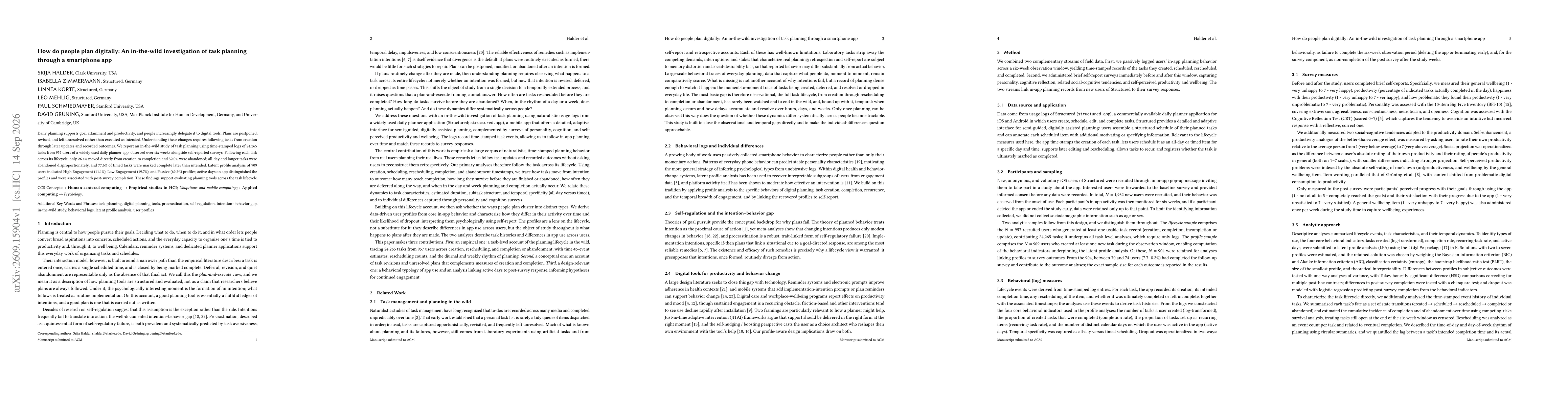 Thumbnail for How do people plan digitally: An in-the-wild investigation of task planning through a smartphone app