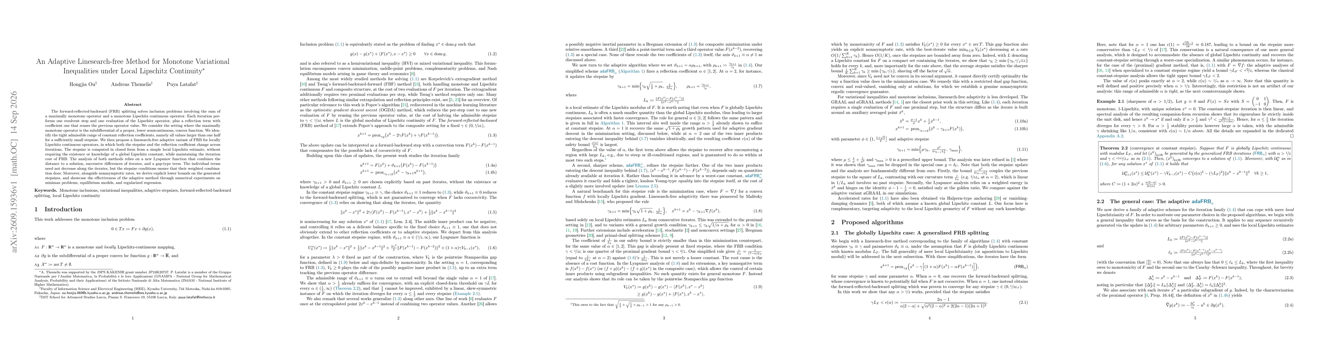 Thumbnail for An Adaptive Linesearch-free Method for Monotone Variational Inequalities under Local Lipschitz Continuity