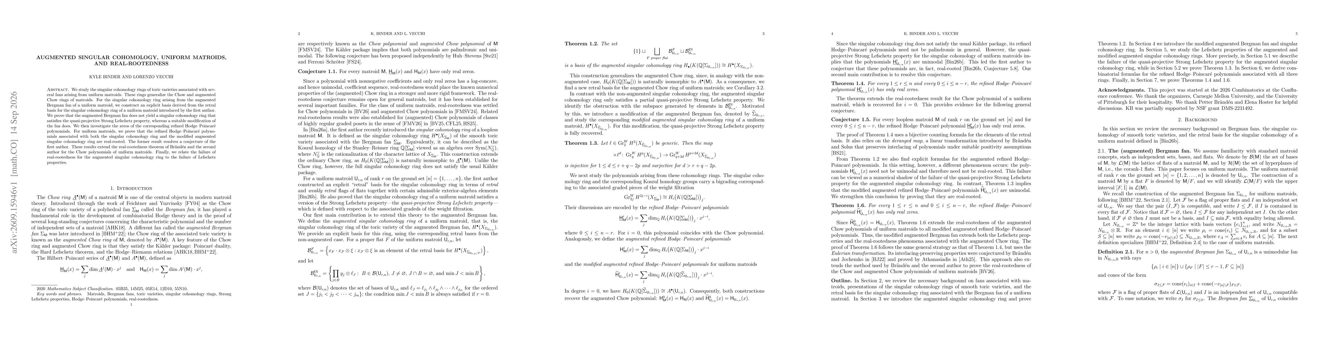 Thumbnail for Augmented singular cohomology, uniform matroids, and real-rootedness