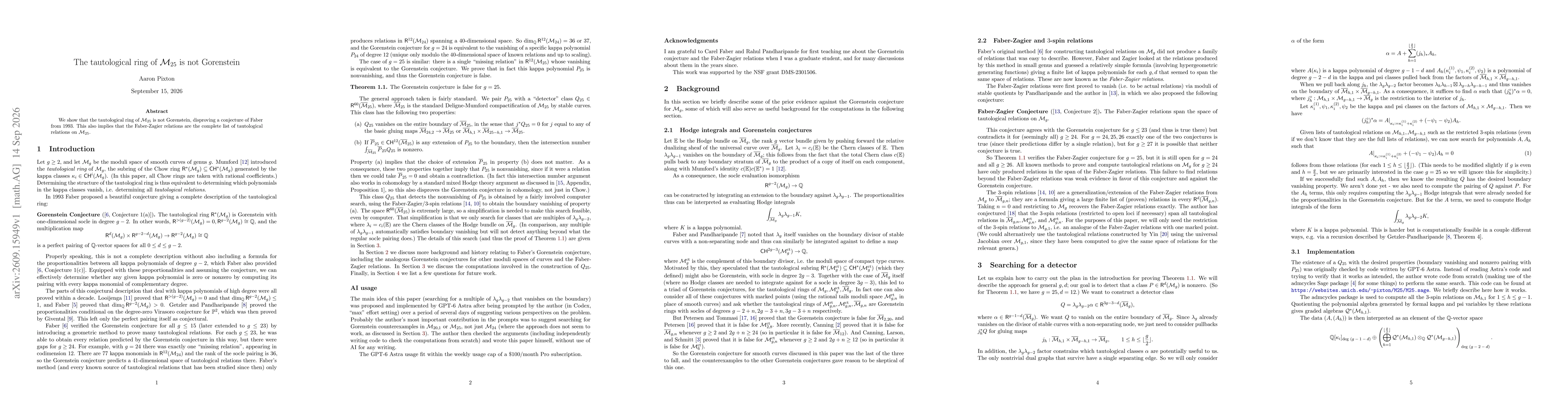 Thumbnail for The tautological ring of $M_{25}$ is not Gorenstein