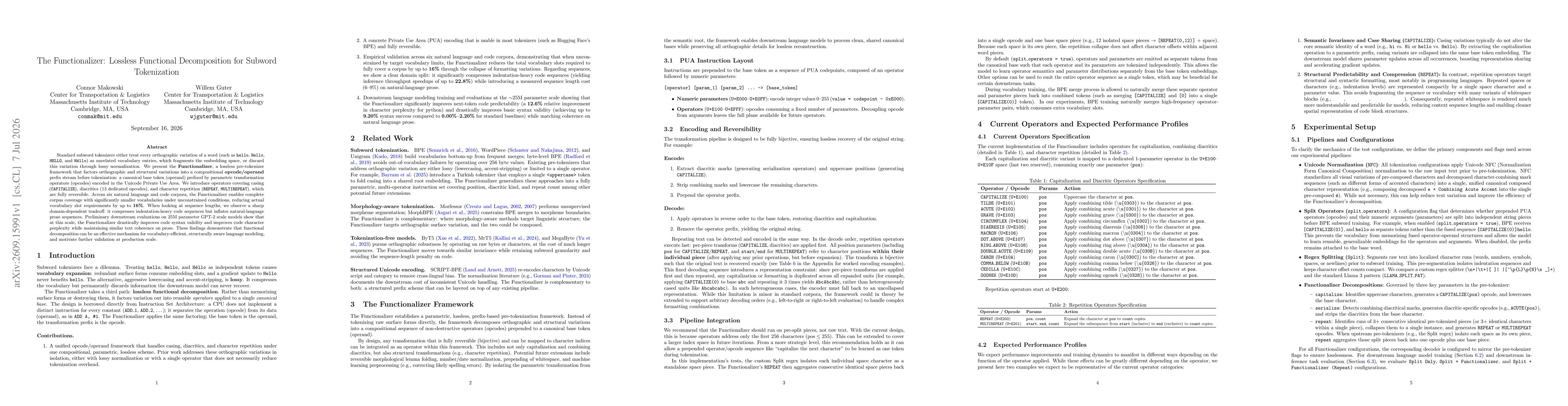 Thumbnail for The Functionalizer: Lossless Functional Decomposition for Subword Tokenization