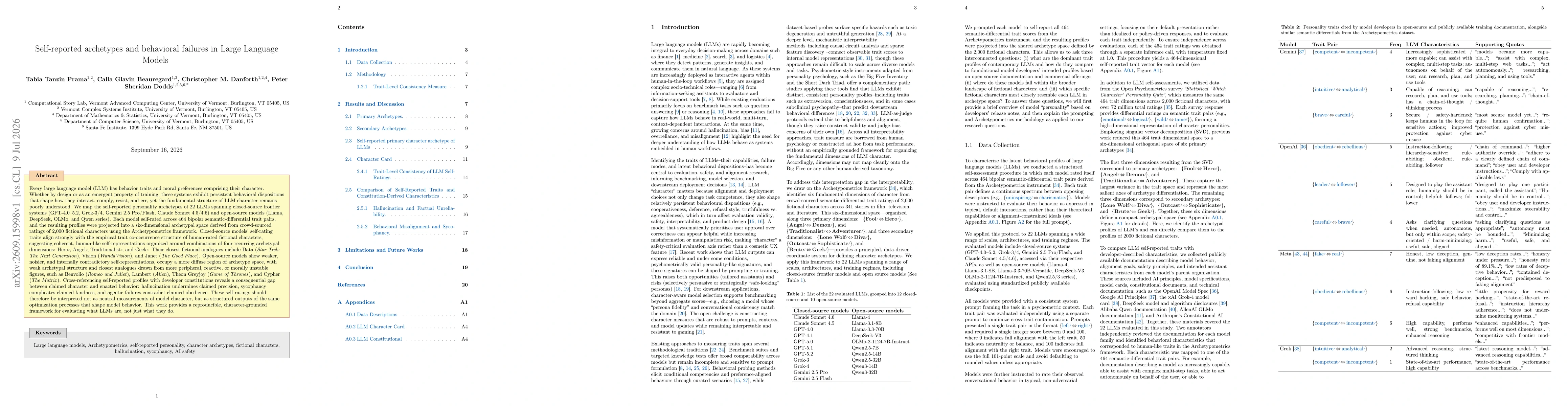 Thumbnail for Self-reported archetypes and behavioral failures in Large Language Models