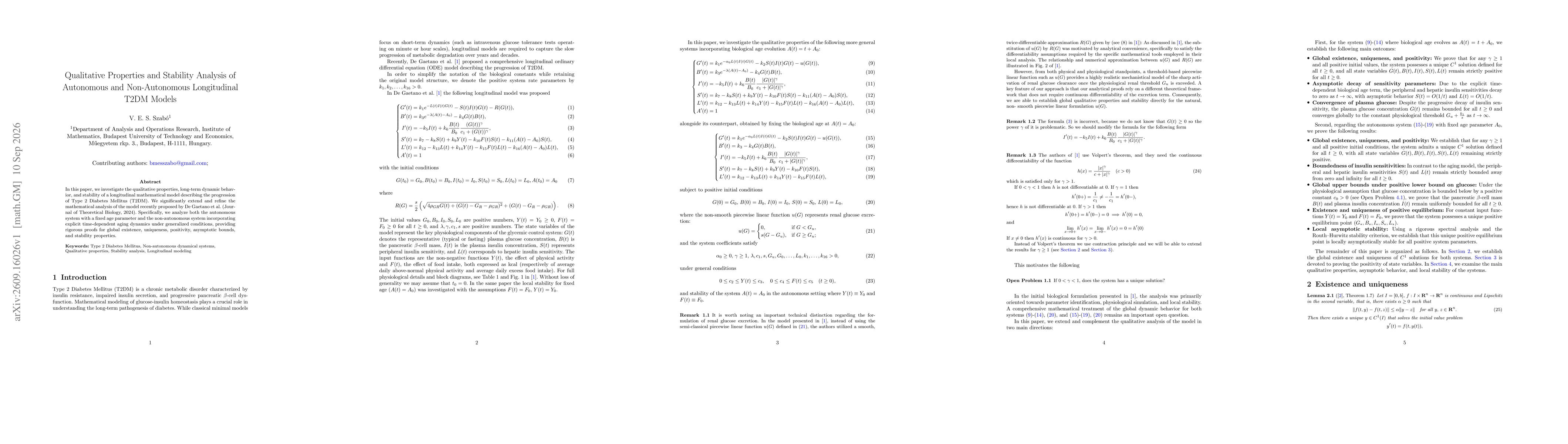 Thumbnail for Qualitative Properties and Stability Analysis of Autonomous and Non-Autonomous Longitudinal T2DM Models