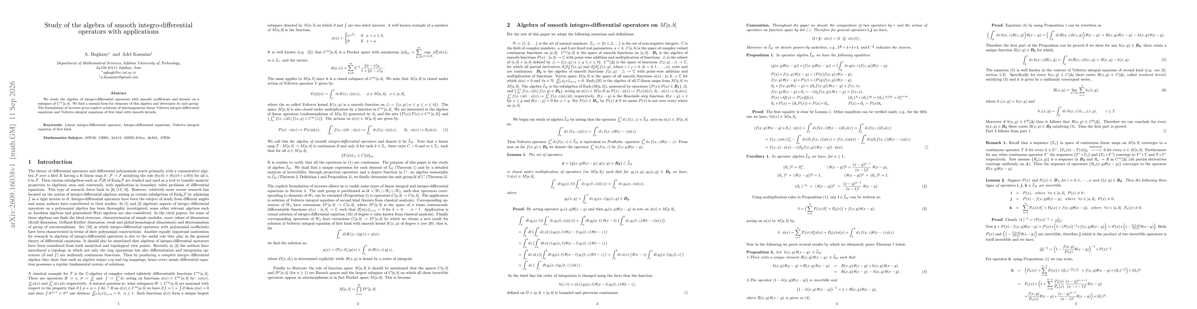 Thumbnail for Study of the algebra of smooth integro-differential operators with applications