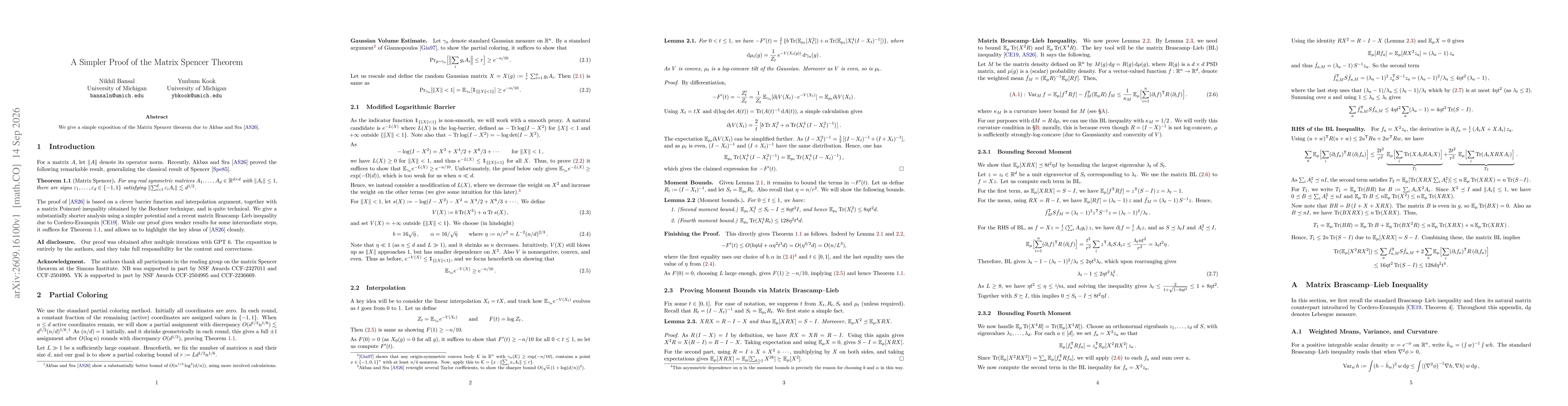 Thumbnail for A simpler proof of the Matrix Spencer Theorem