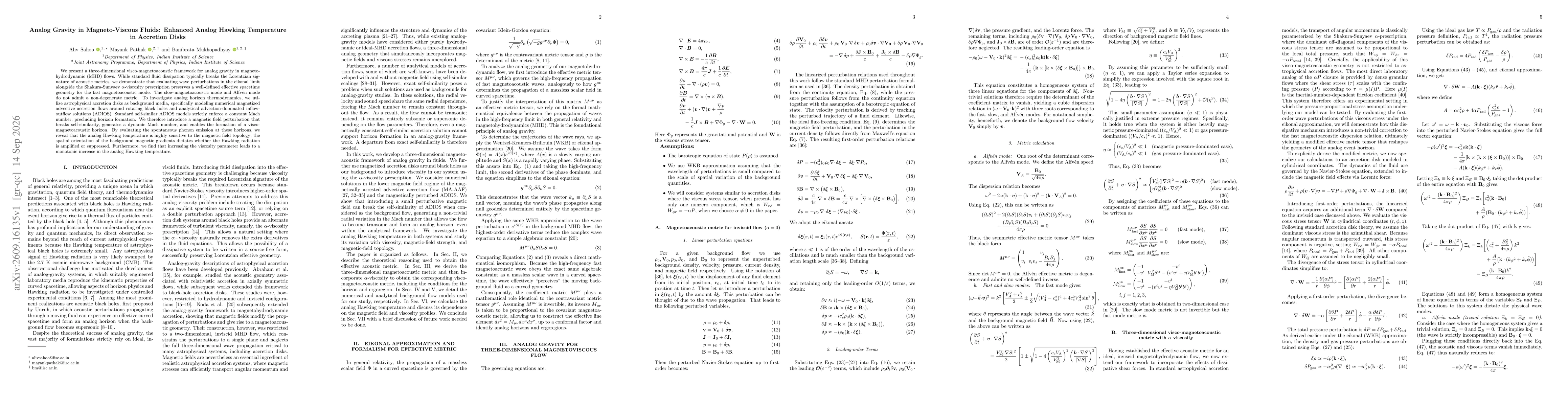 Thumbnail for Analog Gravity in Magneto-Viscous Fluids: Enhanced Analog Hawking Temperature in Accretion Disks