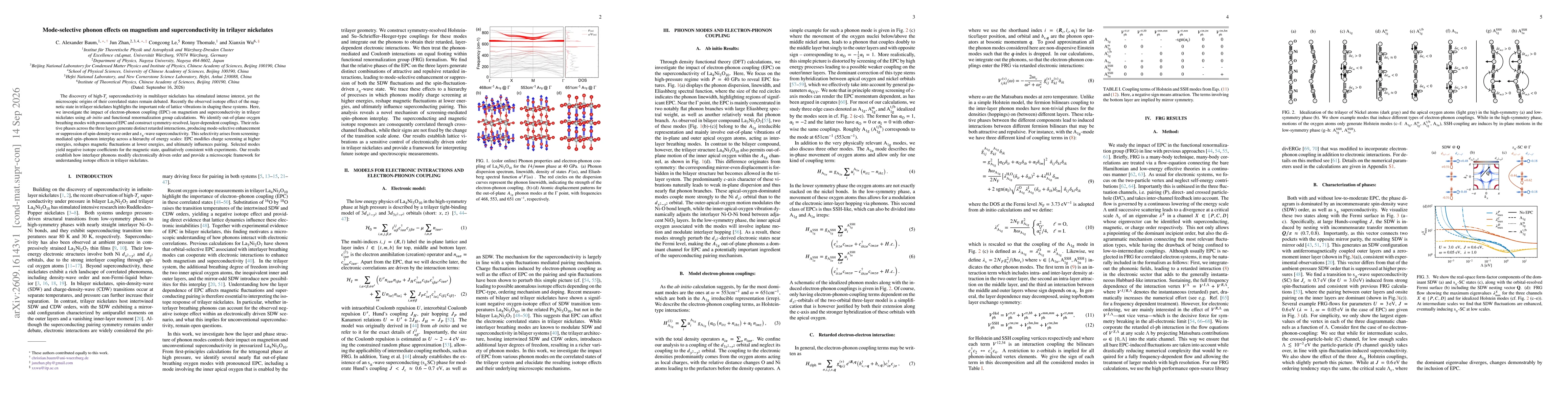 Thumbnail for Mode-selective phonon effects on magnetism and superconductivity in trilayer nickelates