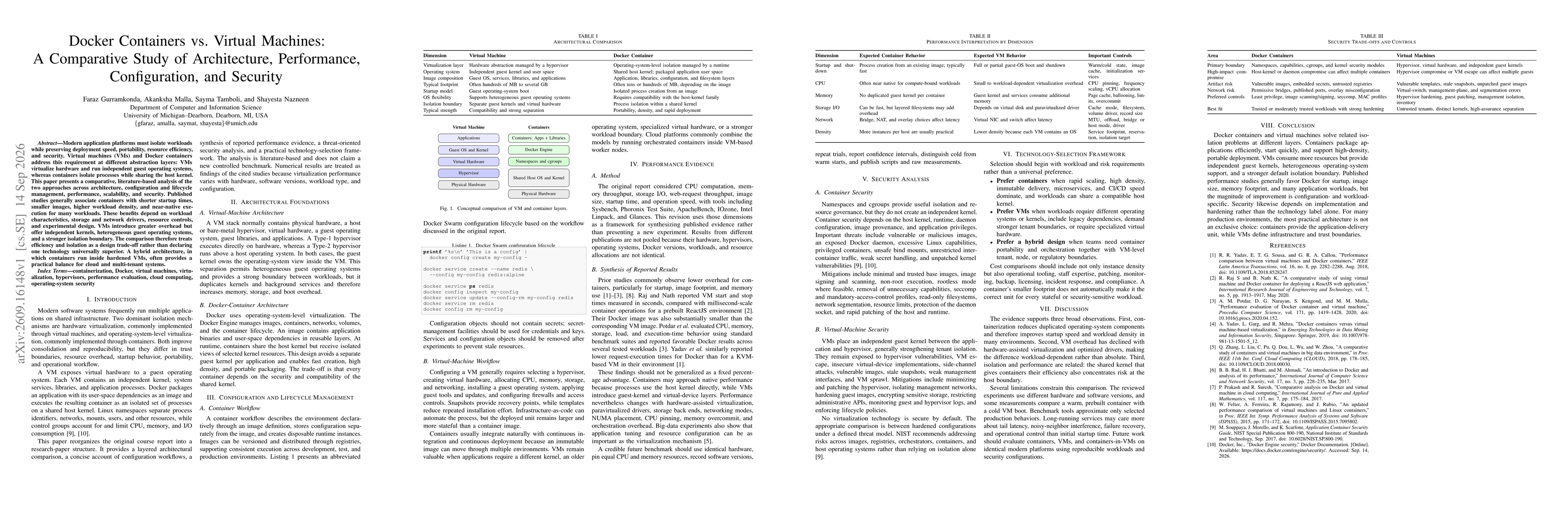 Thumbnail for Docker Containers vs. Virtual Machines: A Comparative Study of Architecture, Performance, Configuration, and Security