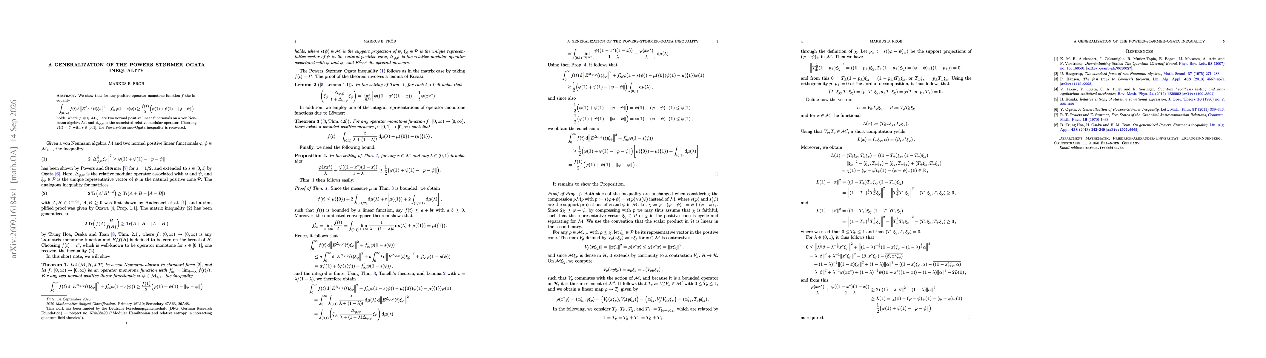 Thumbnail for A generalization of the Powers-Størmer-Ogata inequality