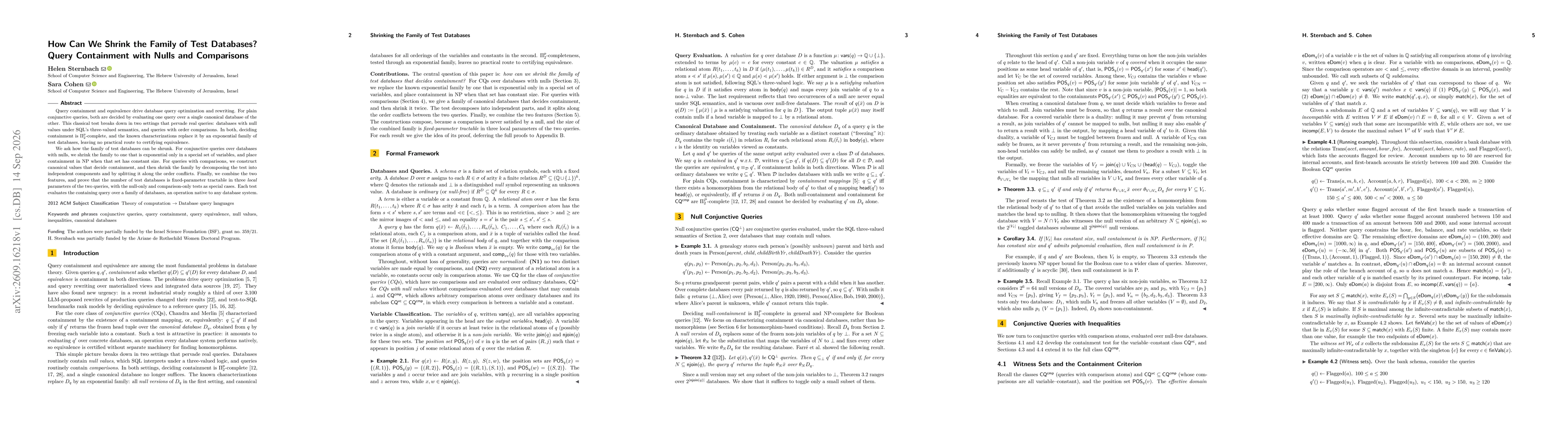 Thumbnail for How Can We Shrink the Family of Test Databases? Query Containment with Nulls and Comparisons
