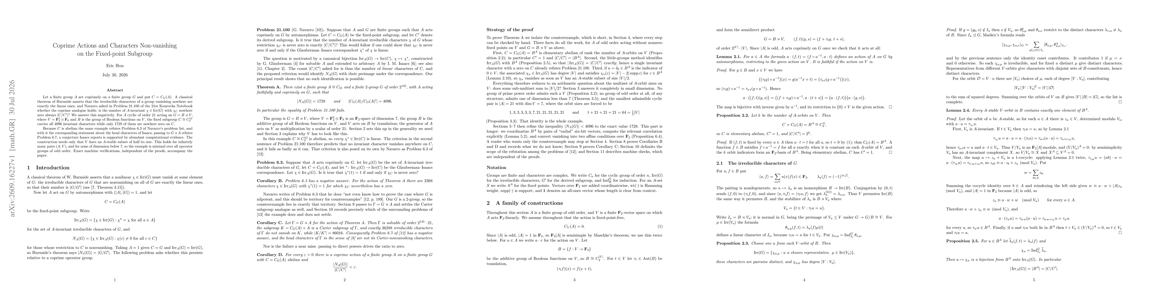 Thumbnail for Coprime Actions and Characters Non-vanishing on the Fixed-point Subgroup
