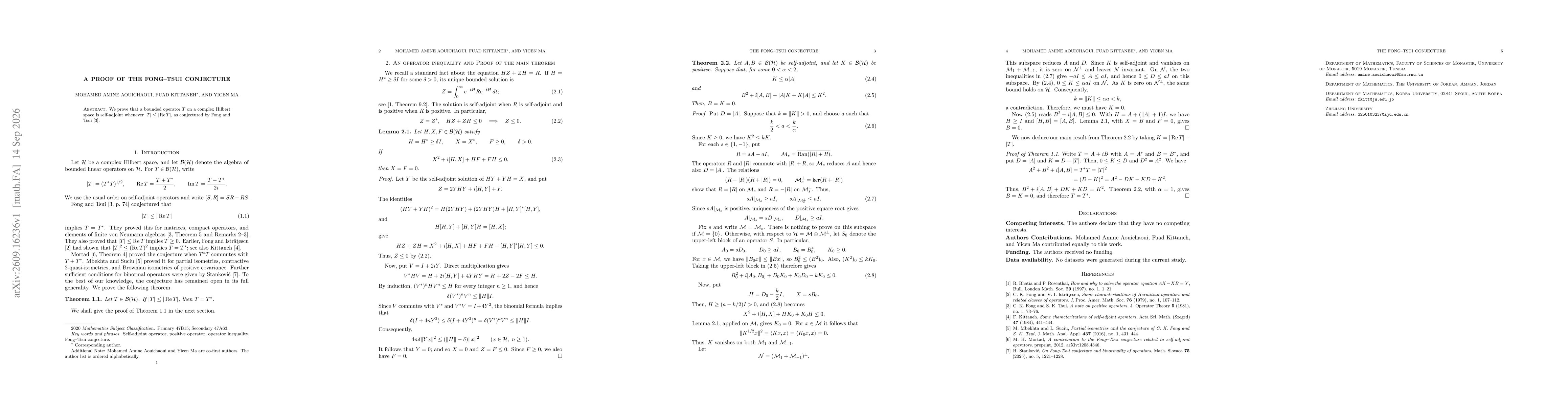 Thumbnail for A proof of the Fong--Tsui conjecture