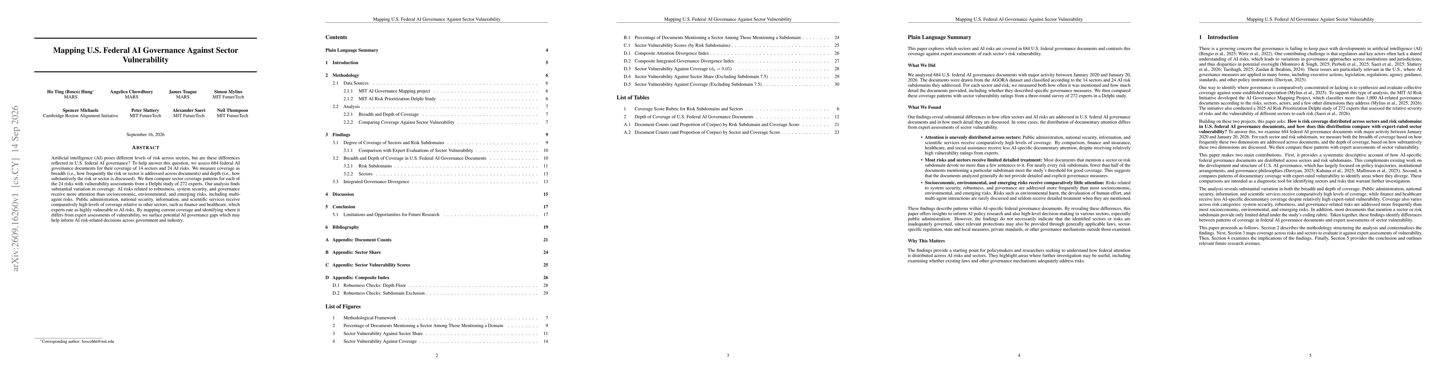 Thumbnail for Mapping U.S. Federal AI Governance Against Sector Vulnerability