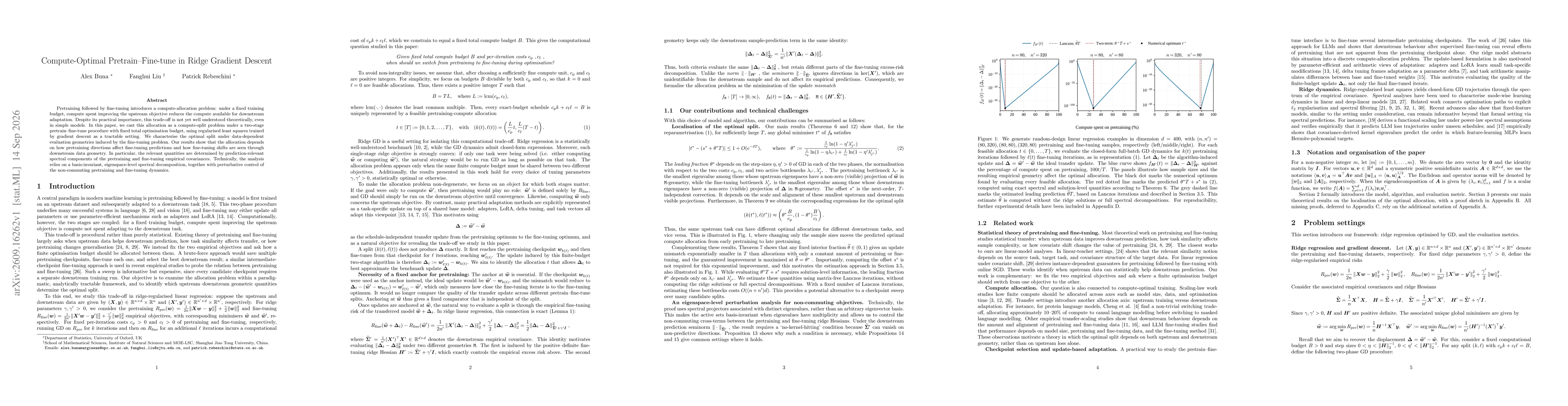 Thumbnail for Compute-Optimal Pretrain--Fine-tune in Ridge Gradient Descent