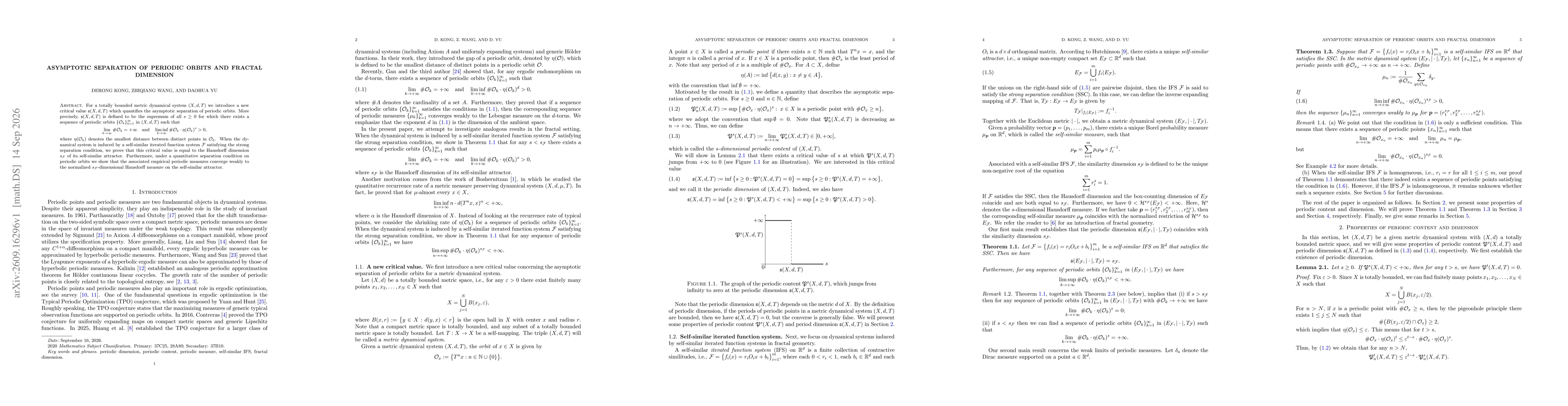 Thumbnail for Asymptotic separation of periodic orbits and fractal dimension
