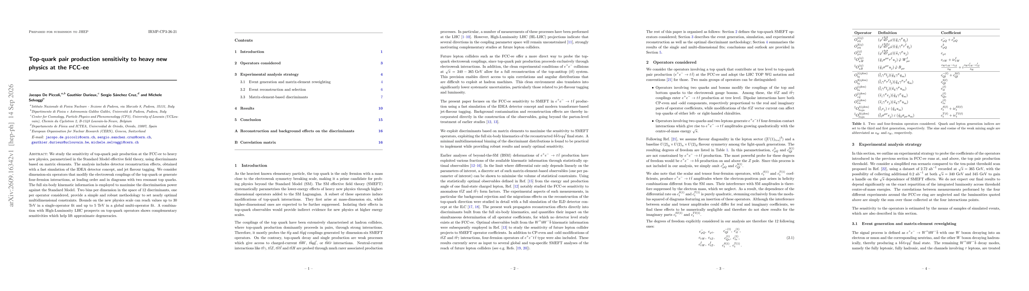 Thumbnail for Top-quark pair production sensitivity to heavy new physics at the FCC-ee