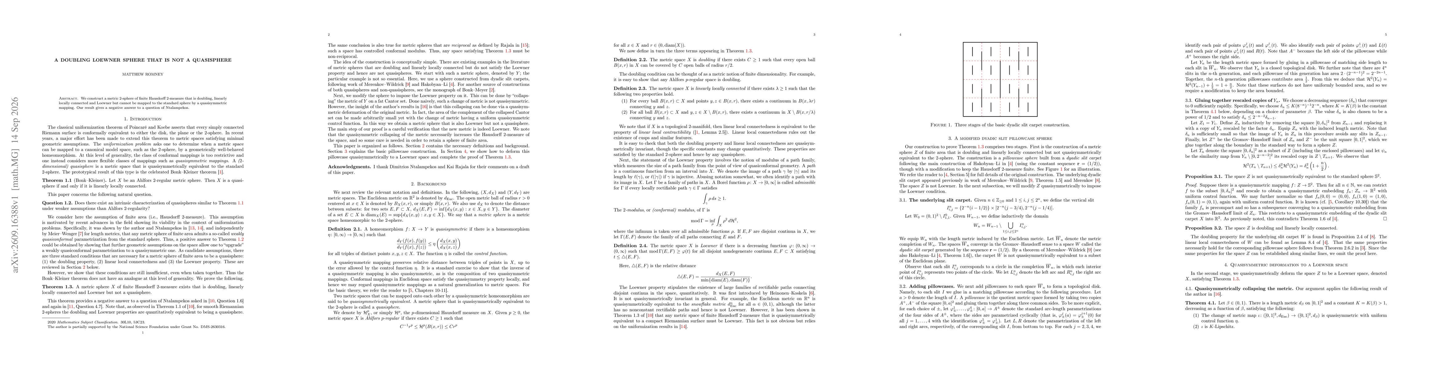 Thumbnail for A doubling Loewner sphere that is not a quasisphere