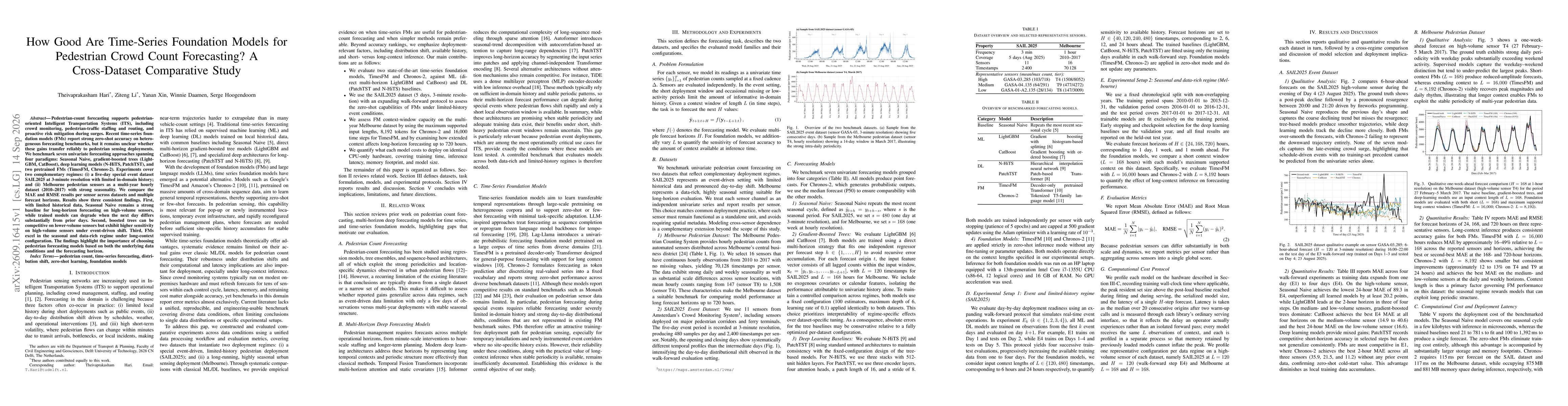 Thumbnail for How Good Are Time-Series Foundation Models for Pedestrian Crowd Count Forecasting? A Cross-Dataset Comparative Study
