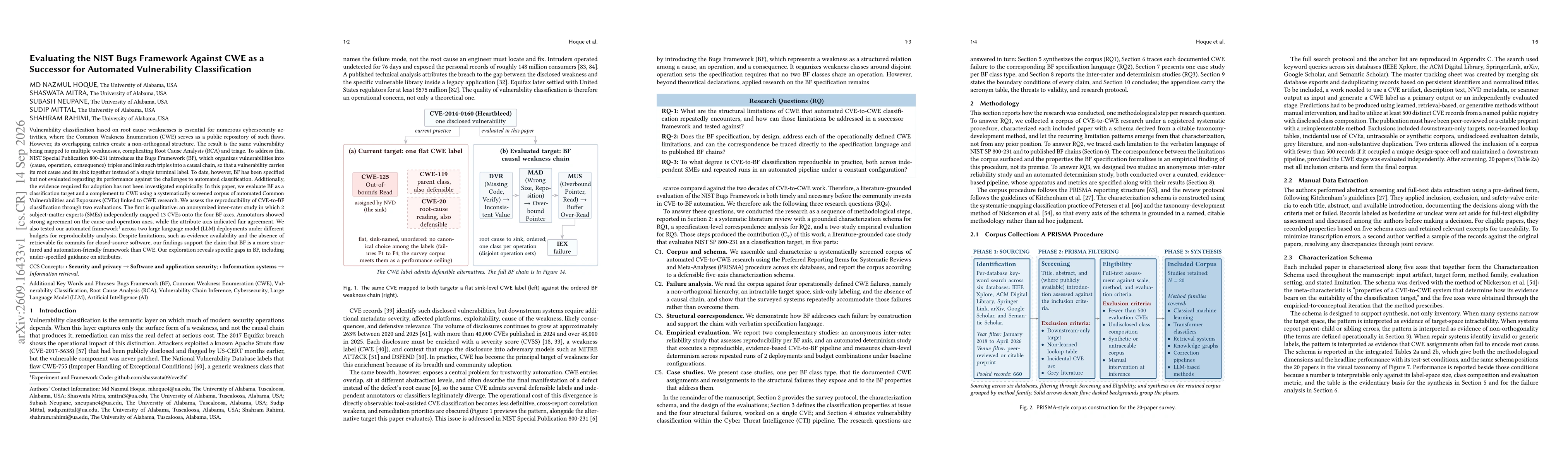 Thumbnail for Evaluating the NIST Bugs Framework Against CWE as a Successor for Automated Vulnerability Classification