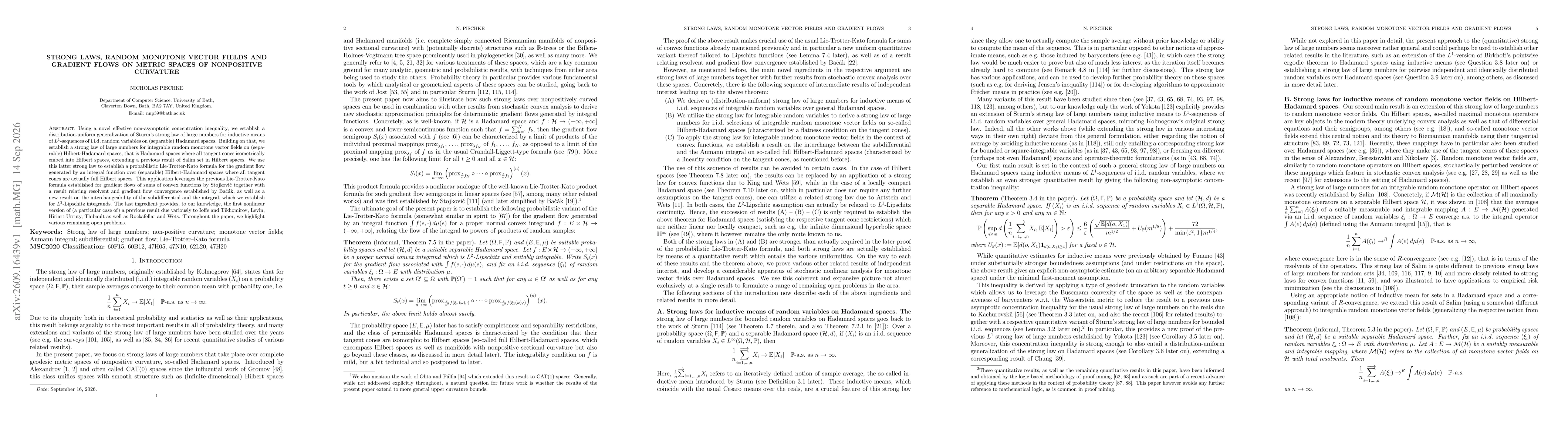 Thumbnail for Strong laws, random monotone vector fields and gradient flows on metric spaces of nonpositive curvature