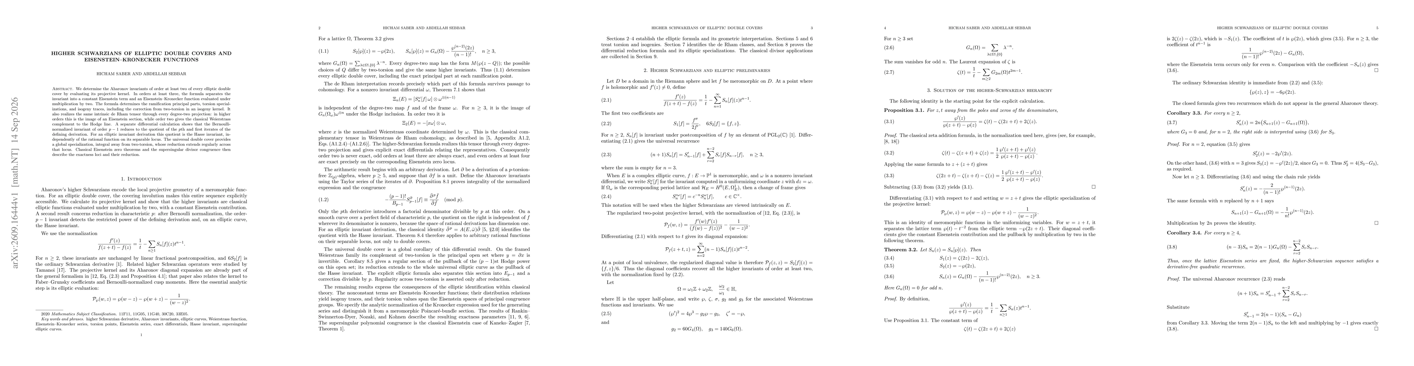 Thumbnail for Higher Schwarzians of Elliptic Double Covers and Eisenstein--Kronecker Functions