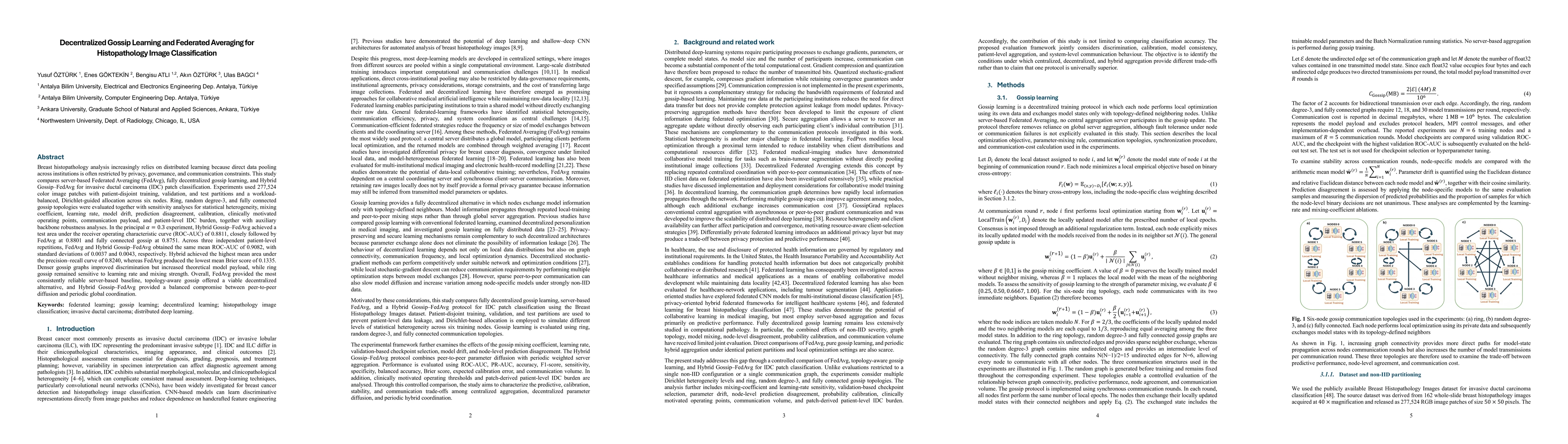 Thumbnail for Decentralized Gossip Learning and Federated Averaging for Histopathology Image Classification