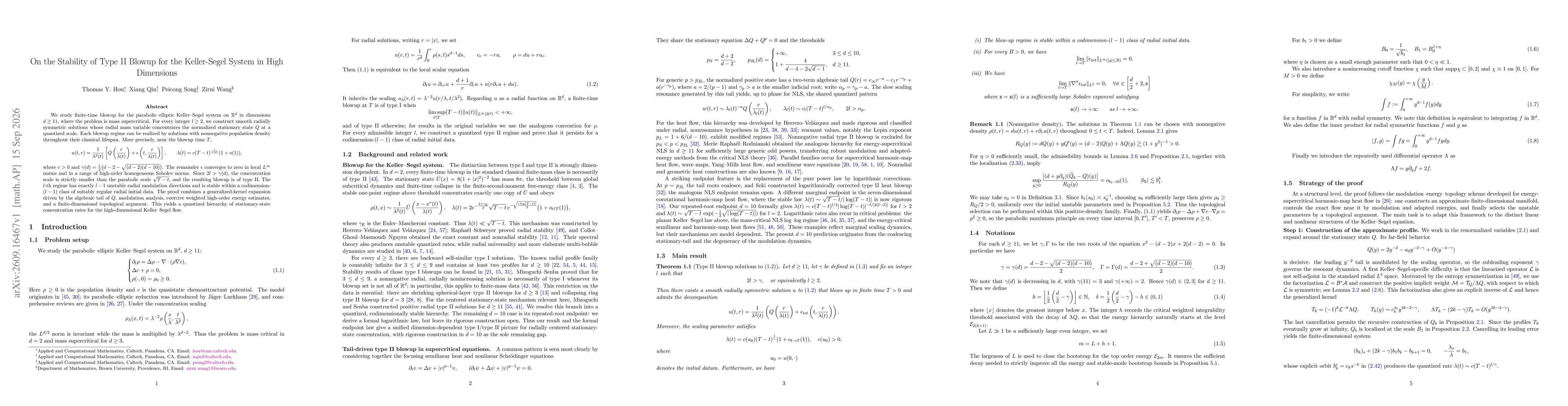 Thumbnail for On the Stability of Type II Blowup for the Keller-Segel System in High Dimensions