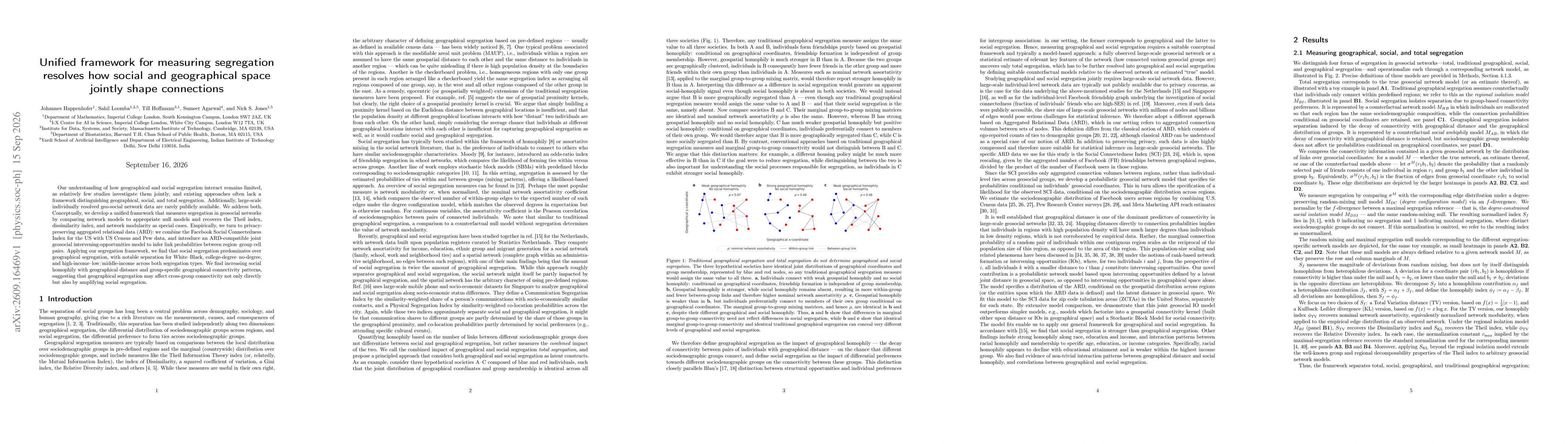 Thumbnail for Unified framework for measuring segregation resolves how social and geographical space jointly shape connections