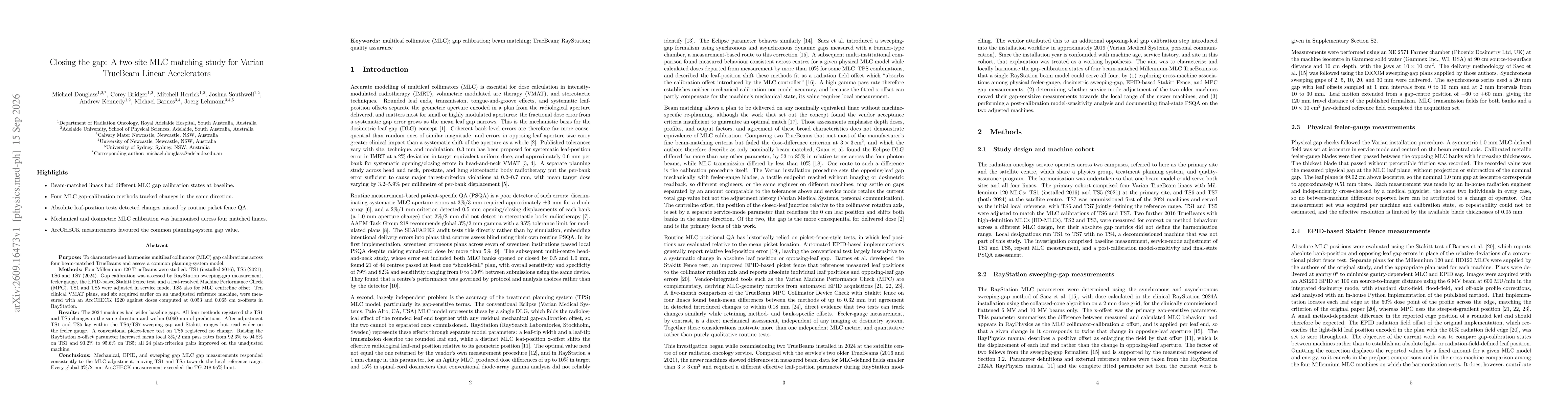 Thumbnail for Closing the gap: A two-site MLC matching study for Varian TrueBeam Linear Accelerators