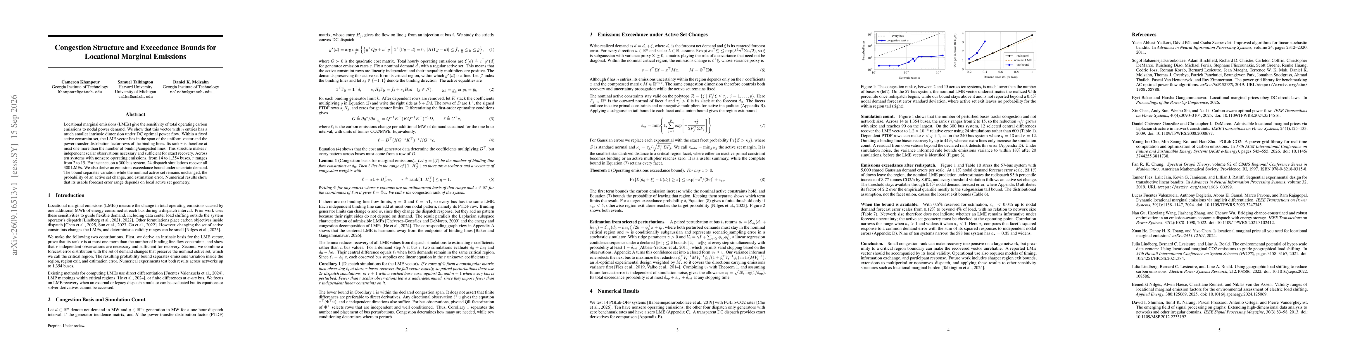 Thumbnail for Congestion Structure and Exceedance Bounds for Locational Marginal Emissions