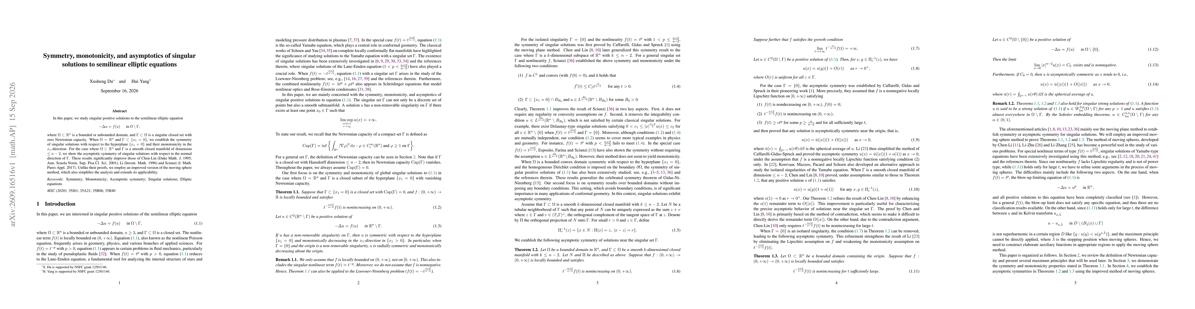 Thumbnail for Symmetry, monotonicity, and asymptotics of singular solutions to semilinear elliptic equations
