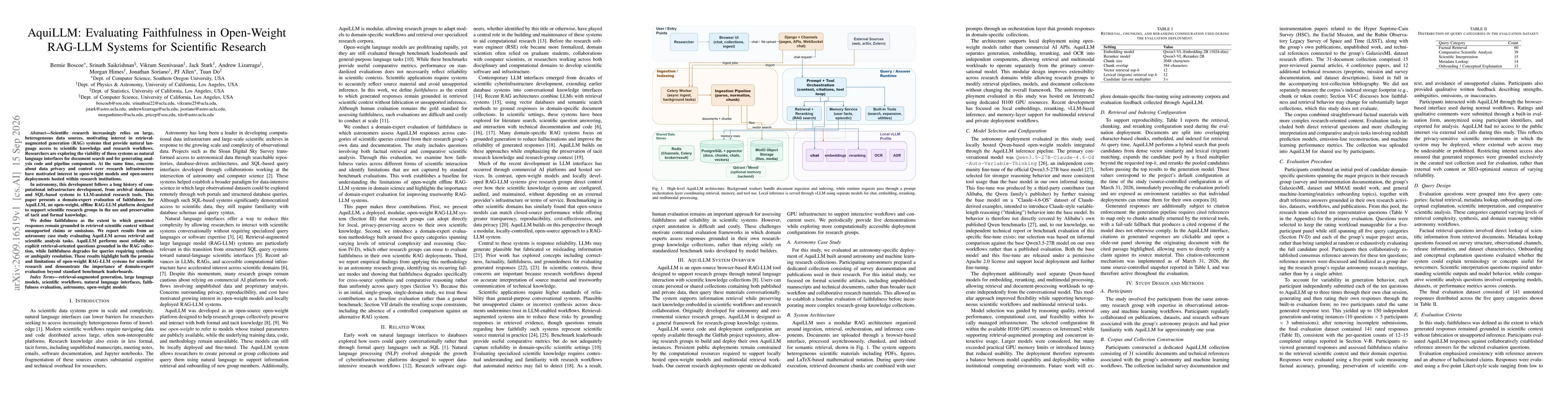 Thumbnail for AquiLLM: Evaluating Faithfulness in Open-Weight RAG-LLM Systems for Scientific Research
