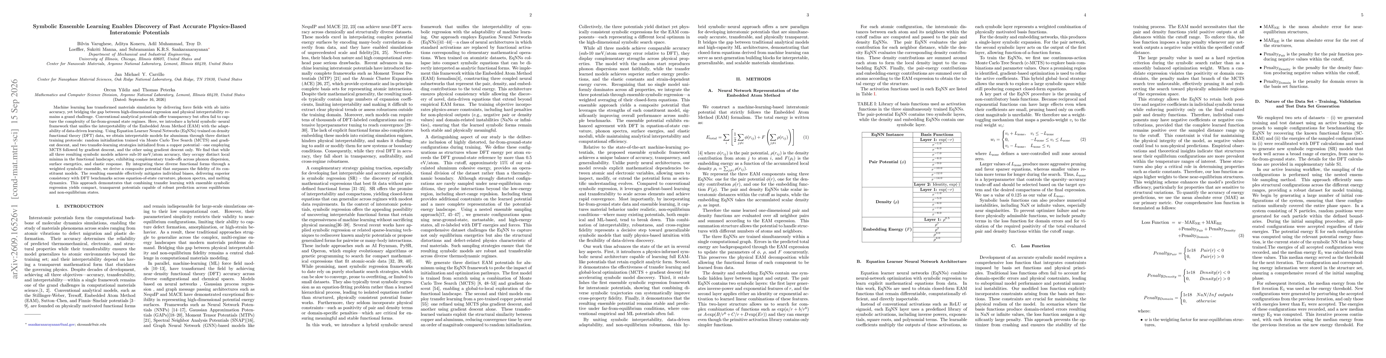 Thumbnail for Symbolic Ensemble Learning Enables Discovery of Fast Accurate Physics-Based Interatomic Potentials