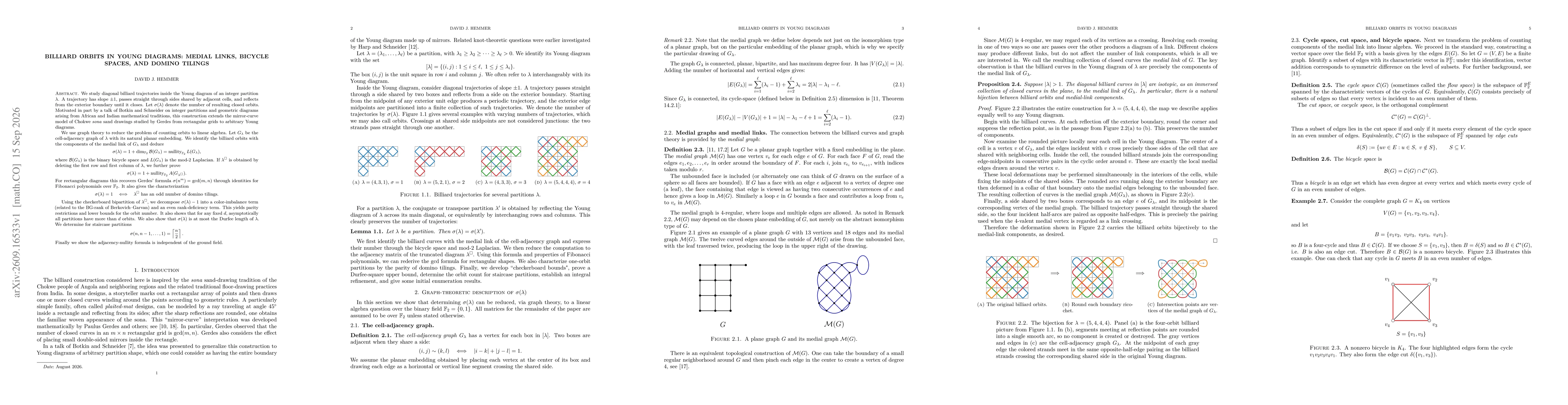 Thumbnail for Billiard Orbits in Young Diagrams: Medial Links, Bicycle Spaces, and Domino Tilings