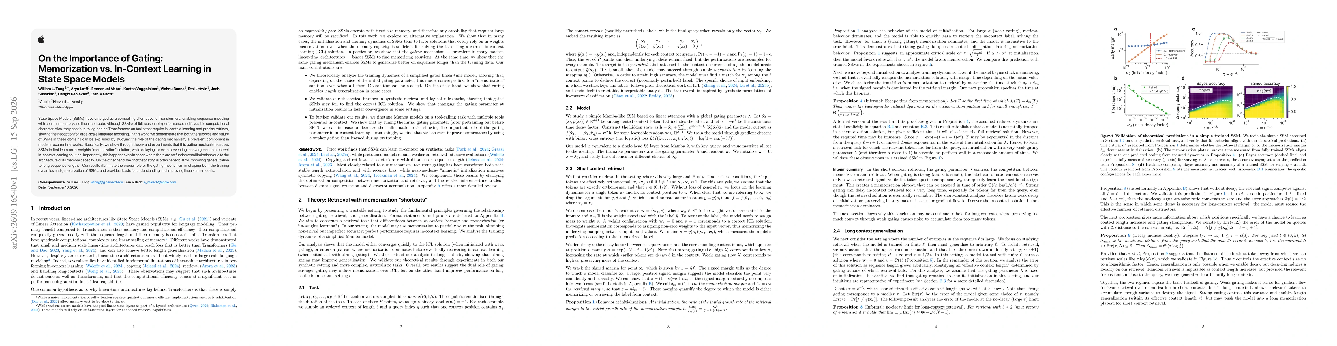 Thumbnail for On the Importance of Gating: Memorization vs. In-Context Learning in State Space Models