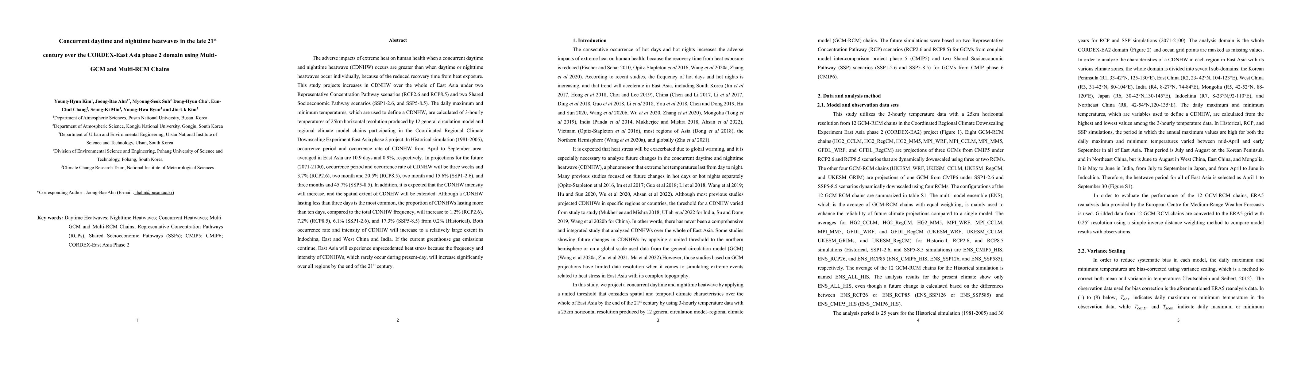 Thumbnail for Concurrent daytime and nighttime heatwaves in the late 21st century over the CORDEX-East Asia phase 2 domain using multi-GCM and multi-RCM chains
