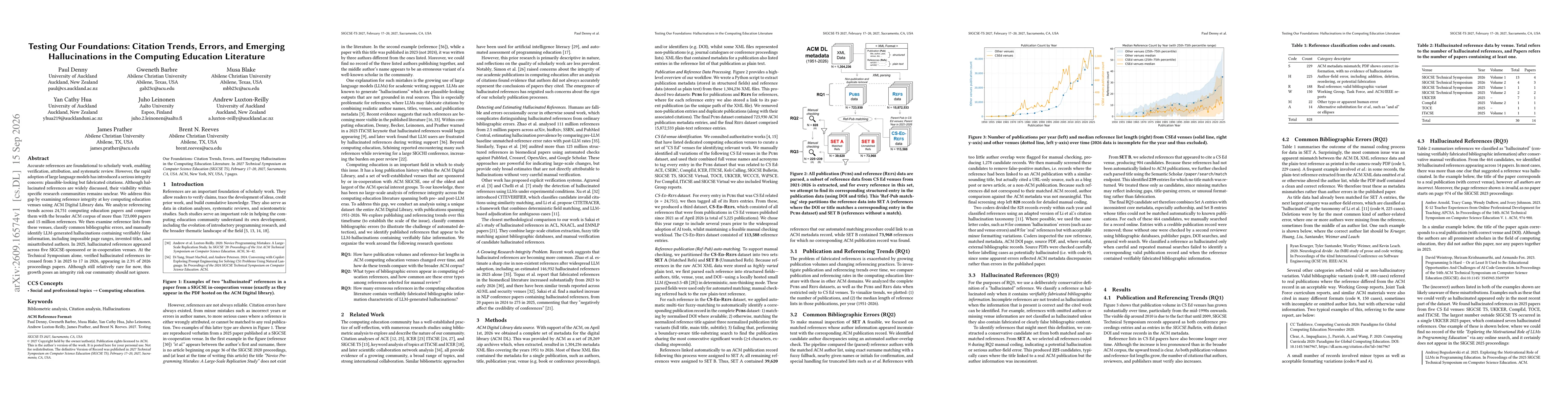 Thumbnail for Testing Our Foundations: Citation Trends, Errors, and Emerging Hallucinations in the Computing Education Literature