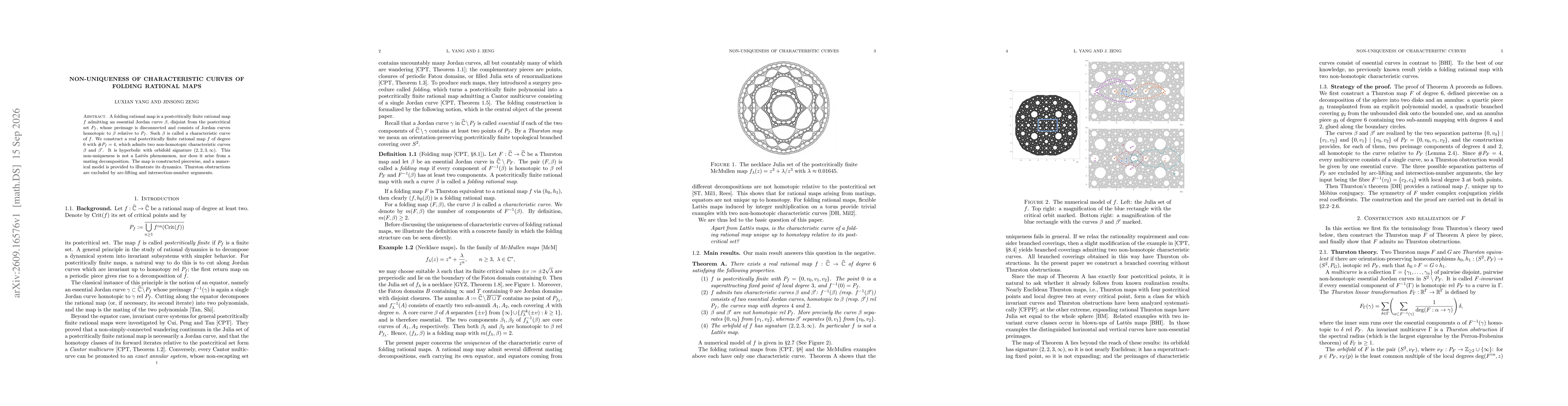 Thumbnail for Non-uniqueness of characteristic curves of folding rational maps